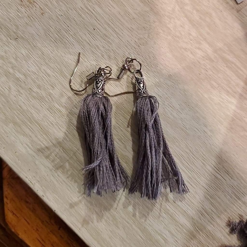 Grey Tassle Earrings